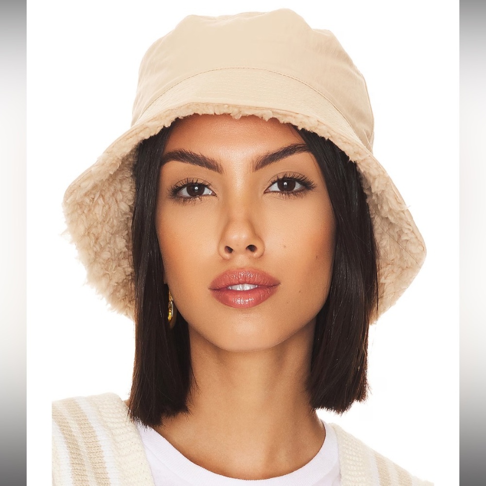 BEIS Cream Bucket Hat with Fleece Lining